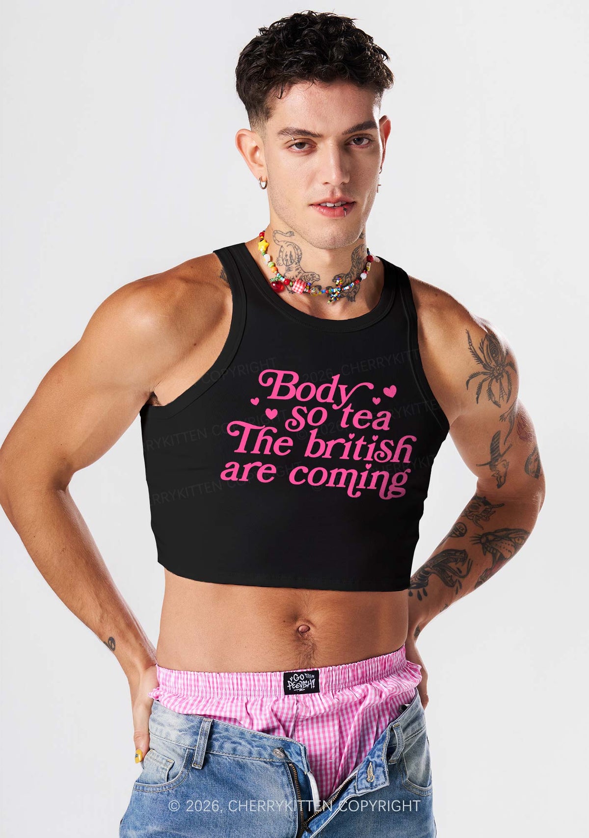 The British Are Coming Y2K Crop Tank Top Cherrykitten
