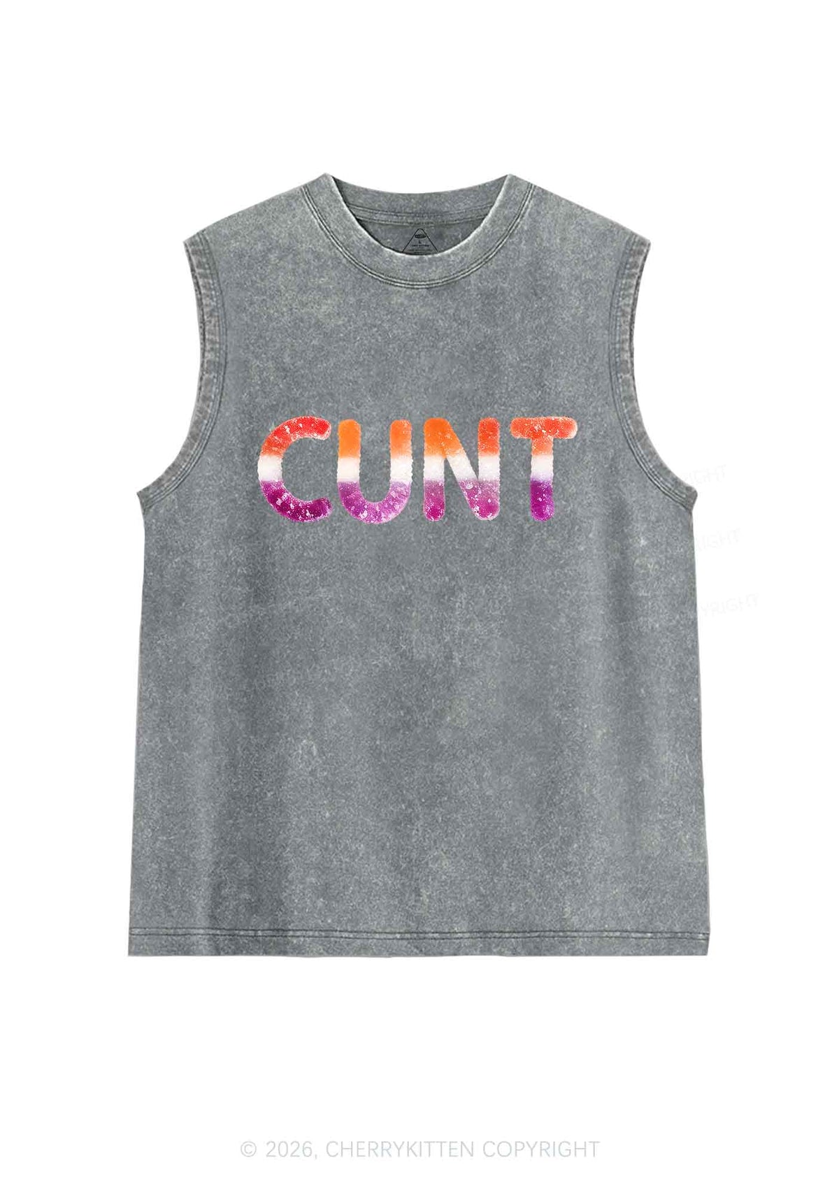 Lesbian Candy Cxxt Pride Y2K Washed Muscle Tank Cherrykitten