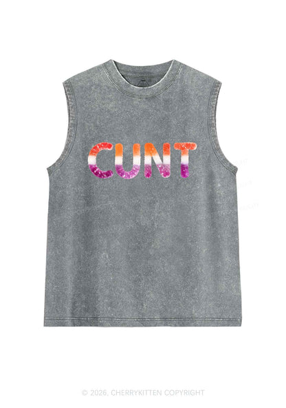 Lesbian Candy Cxxt Pride Y2K Washed Muscle Tank Cherrykitten