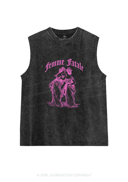 Femme Fatale Women Pride Y2K Washed Muscle Tank Cherrykitten