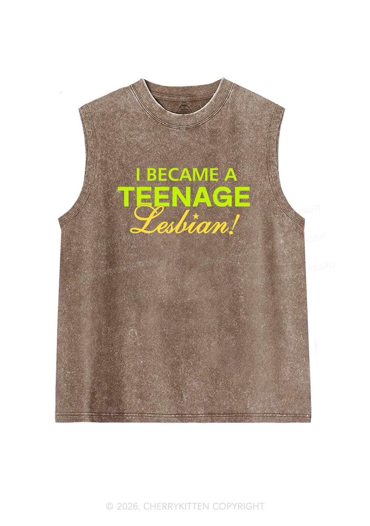 I Became A Teenage Lesbian Pride Y2K Washed Muscle Tank Cherrykitten