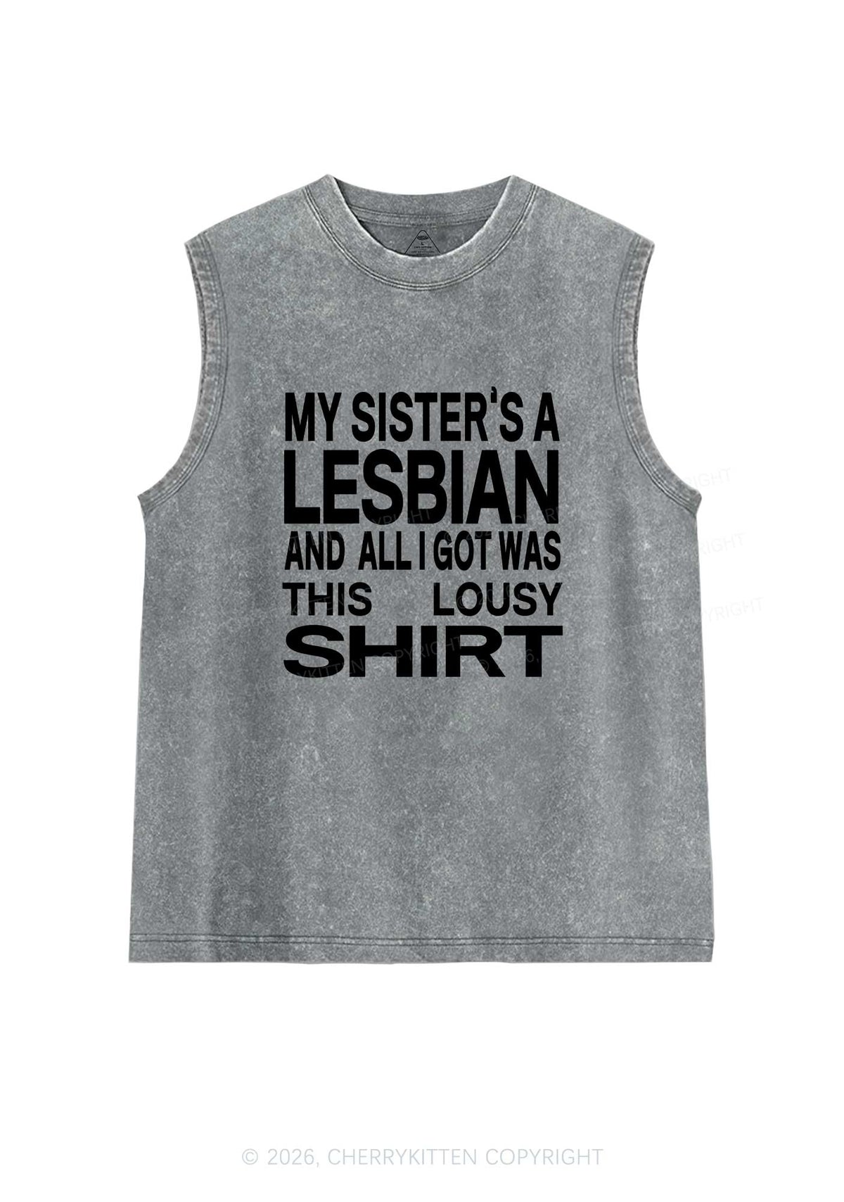 My Sisters A Lesbian Pride Y2K Washed Muscle Tank Cherrykitten
