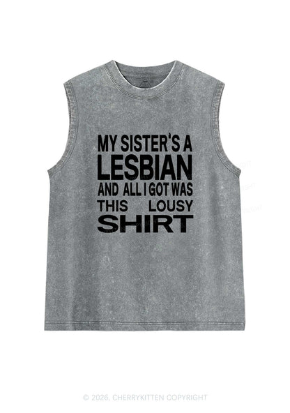 My Sisters A Lesbian Pride Y2K Washed Muscle Tank Cherrykitten
