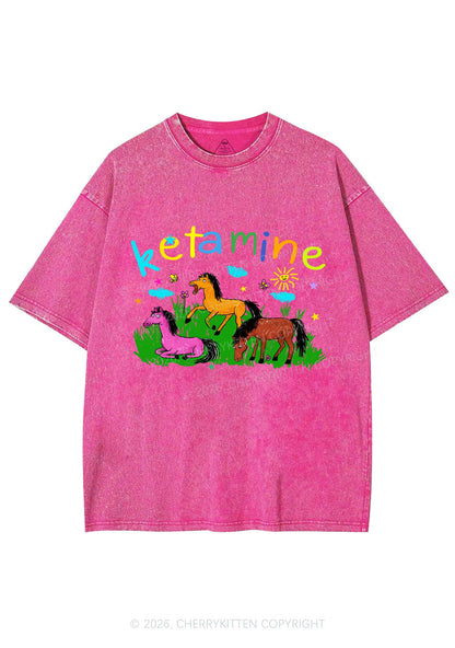 Rainbow K Pony Y2K Shirts Washed Tee Cherrykitten