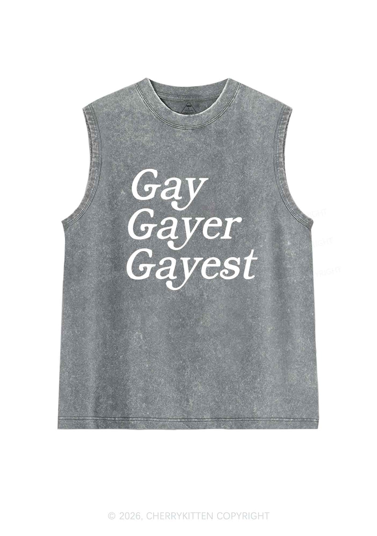 Gay Gayer Gayest Pride Y2K Washed Muscle Tank Cherrykitten