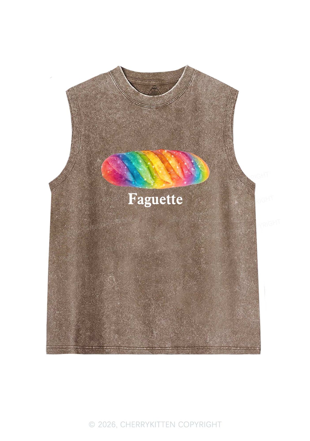Rainbow Faguette Pride Y2K Washed Muscle Tank Cherrykitten