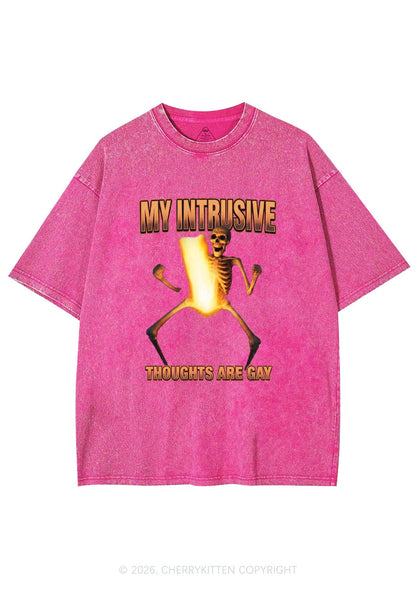 My Intrusive Thoughts Are Gay Pride Y2K Shirts Washed Tee Cherrykitten