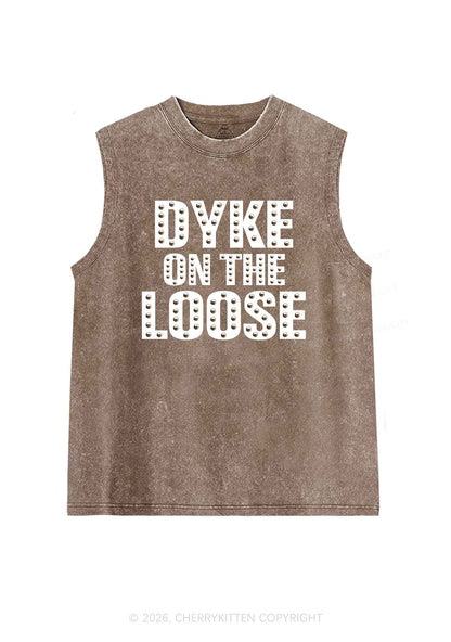 Dyke On The Loose Pride Y2K Washed Muscle Tank Cherrykitten