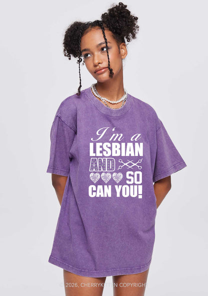 Im A Lesbian And So Can You Pride Y2K Shirts Washed Tee Cherrykitten