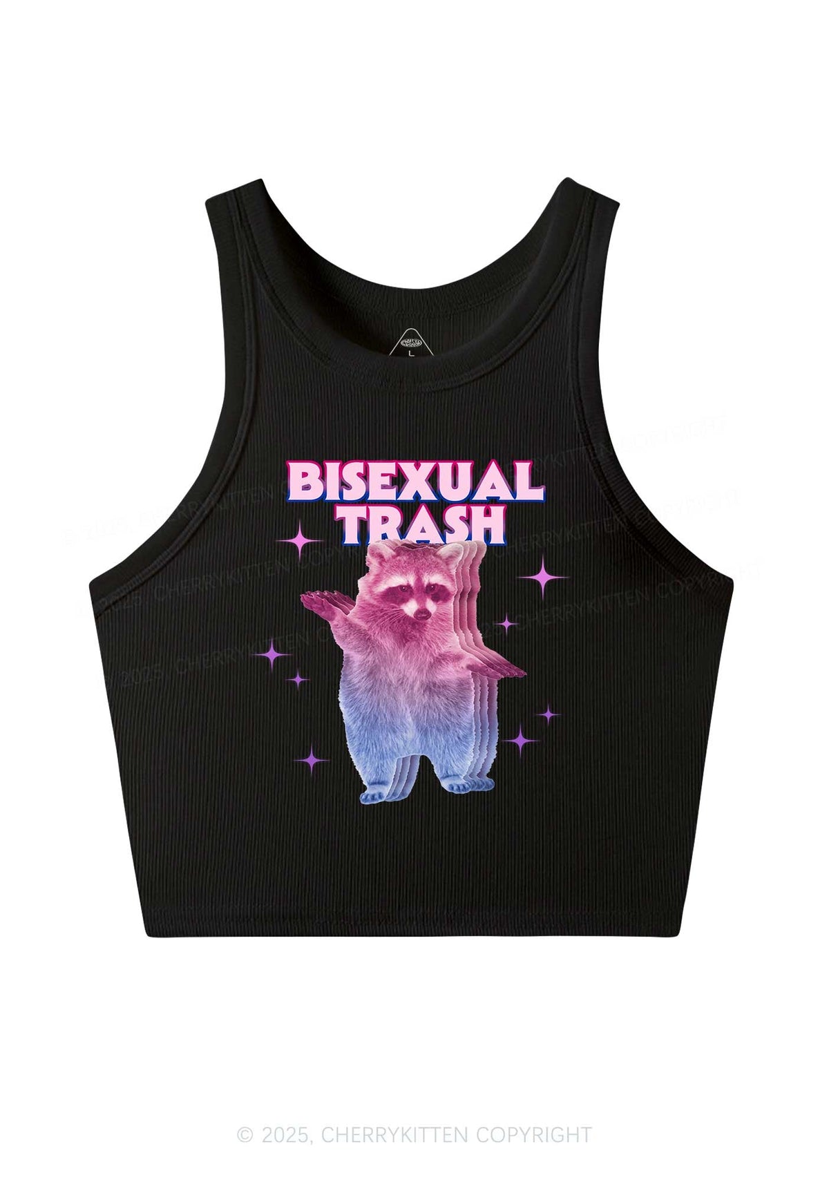 Bisexual Trash Raccoon Pride Y2K Crop Tank Top Cherrykitten
