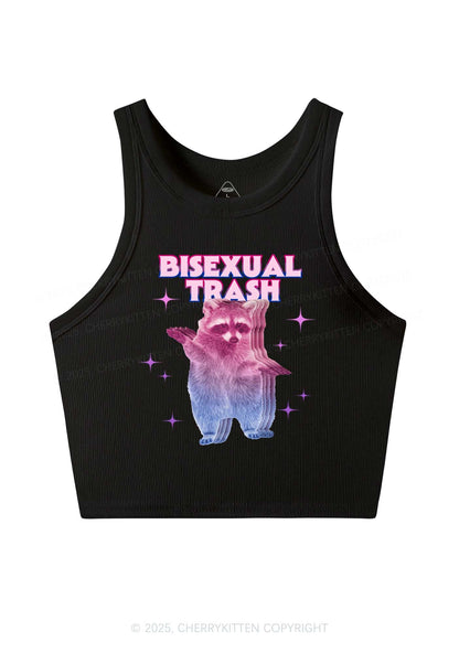 Bisexual Trash Raccoon Pride Y2K Crop Tank Top Cherrykitten