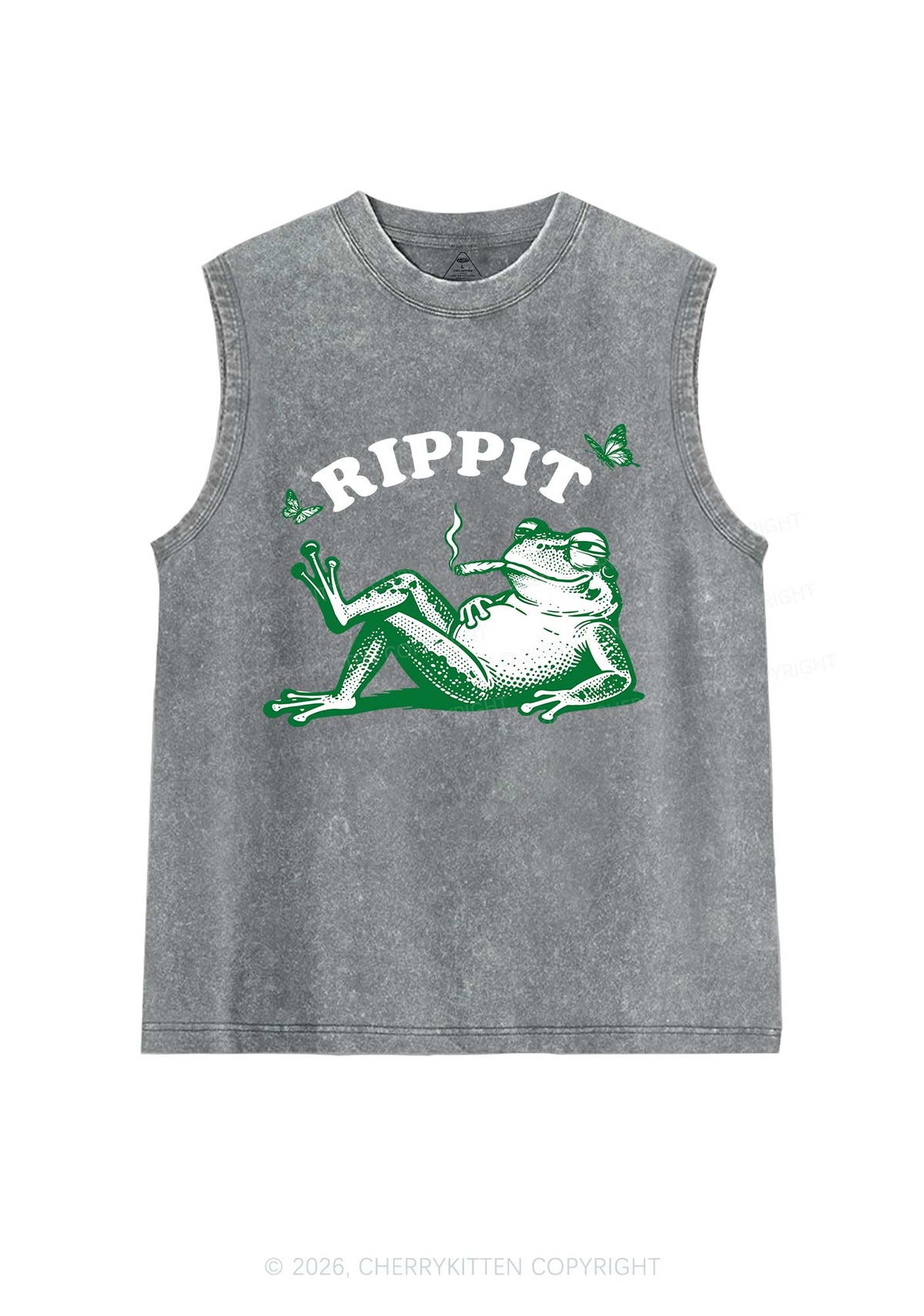 Rippit Frog Y2K Washed Muscle Tank Cherrykitten