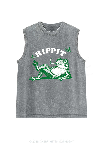 Rippit Frog Y2K Washed Muscle Tank Cherrykitten