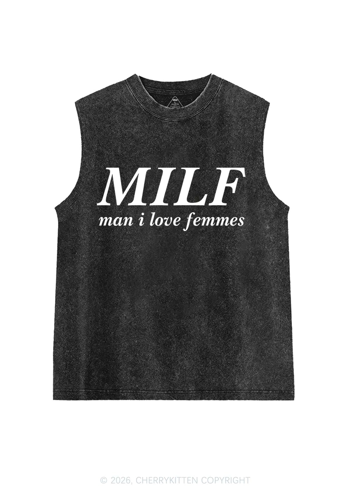 Man I Love Femme Pride Y2K Washed Muscle Tank Cherrykitten