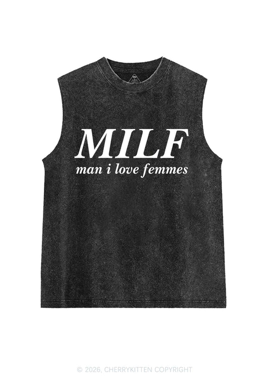 Man I Love Femme Pride Y2K Washed Muscle Tank Cherrykitten