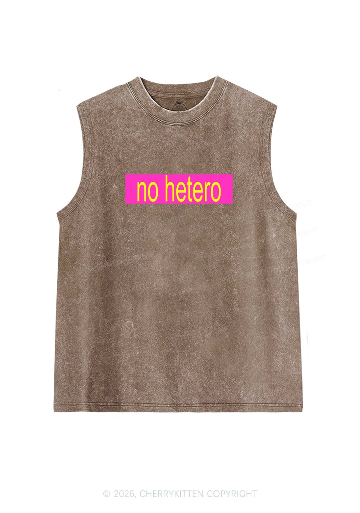 No Hetero Pride Y2K Washed Muscle Tank Cherrykitten