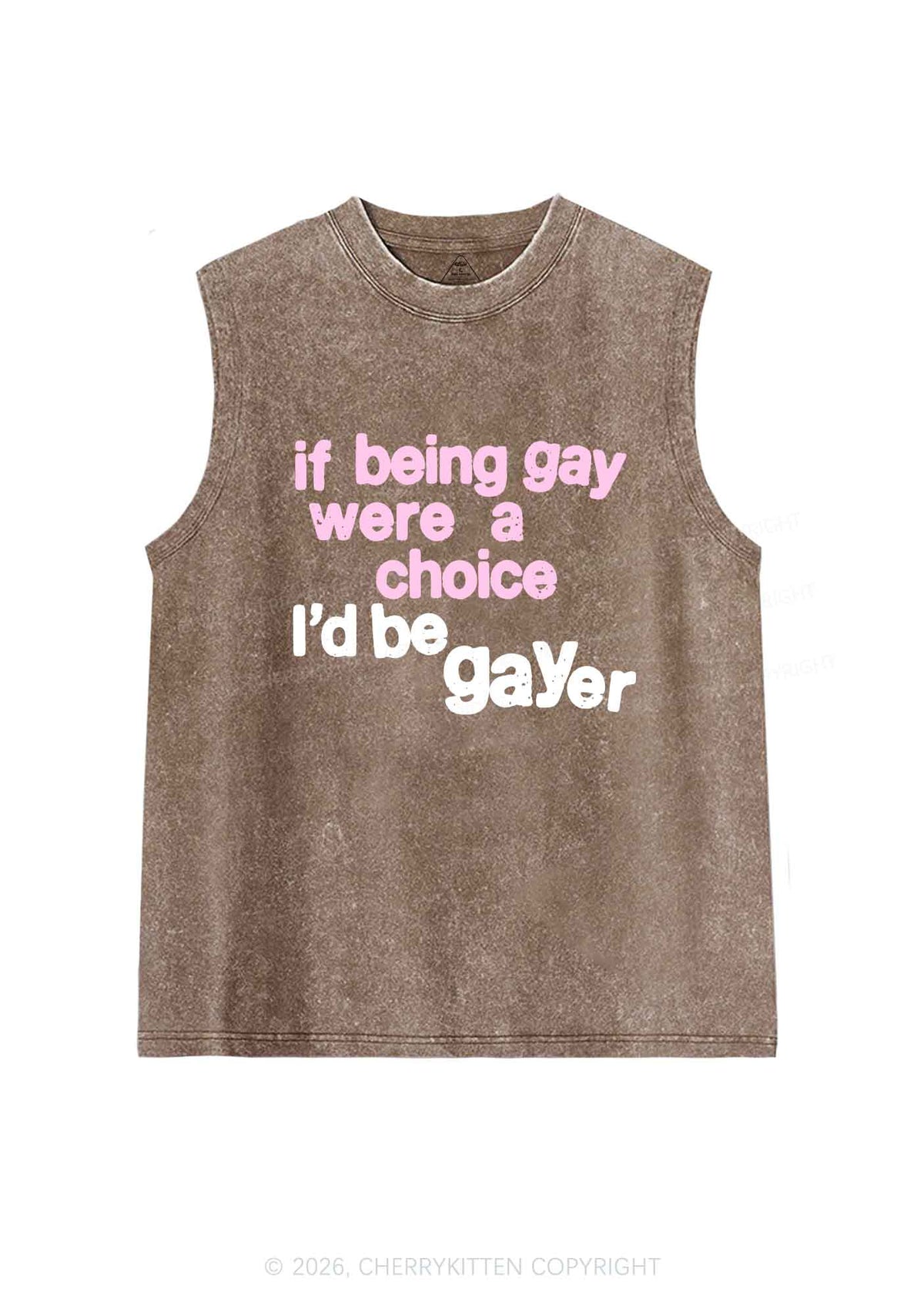 I Would Be Gayer Pride Y2K Washed Muscle Tank Cherrykitten
