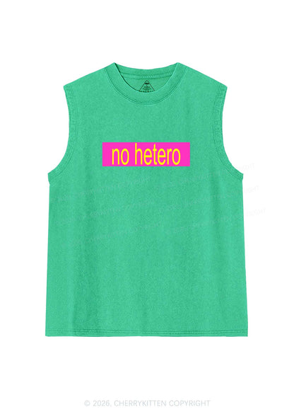 No Hetero Pride Y2K Washed Muscle Tank Cherrykitten
