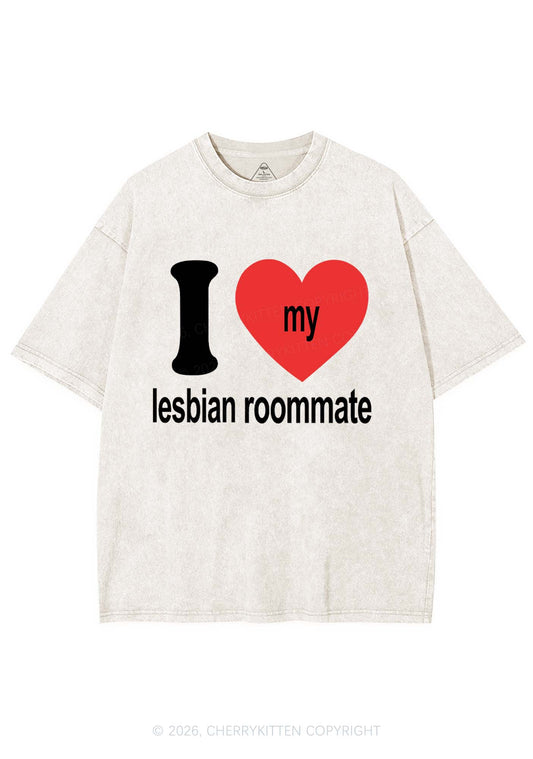 I Love My Lesbian Roommate Pride Y2K Shirts Washed Tee Cherrykitten