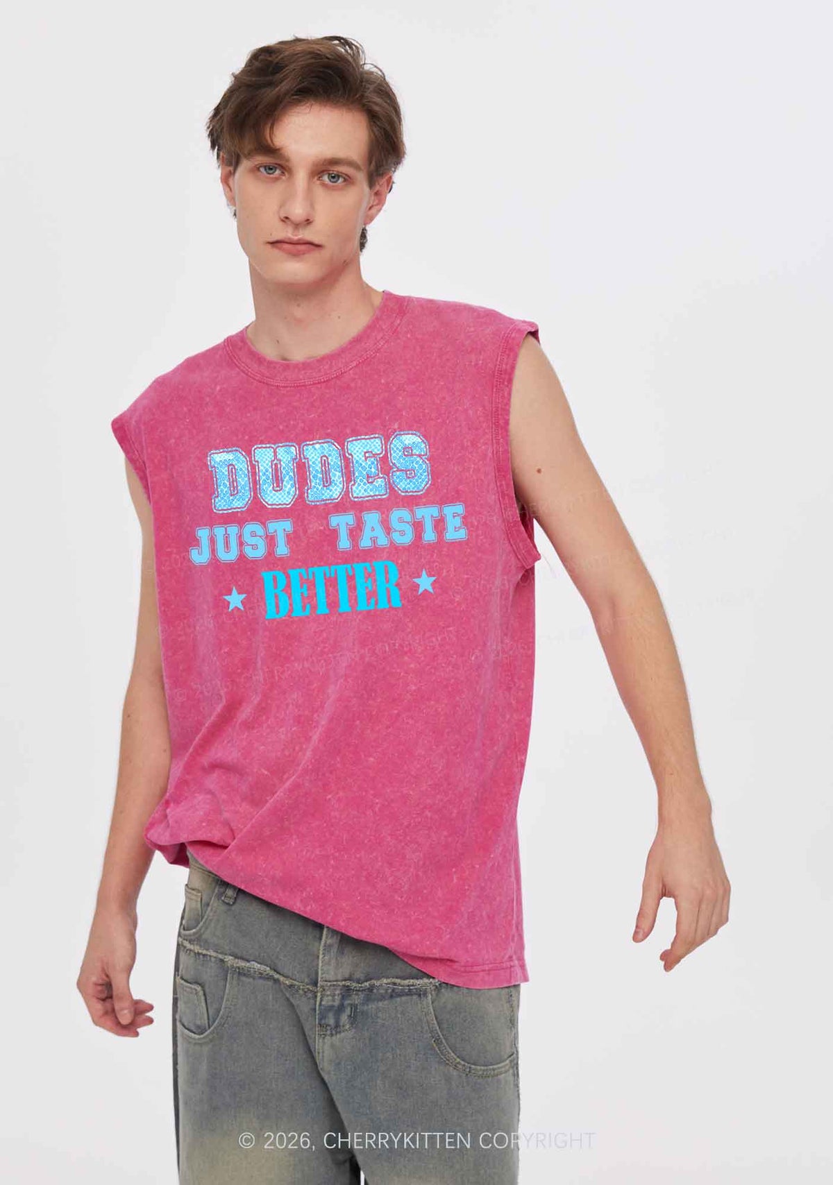 Dudes Just Taste Better Pride Y2K Washed Muscle Tank Cherrykitten
