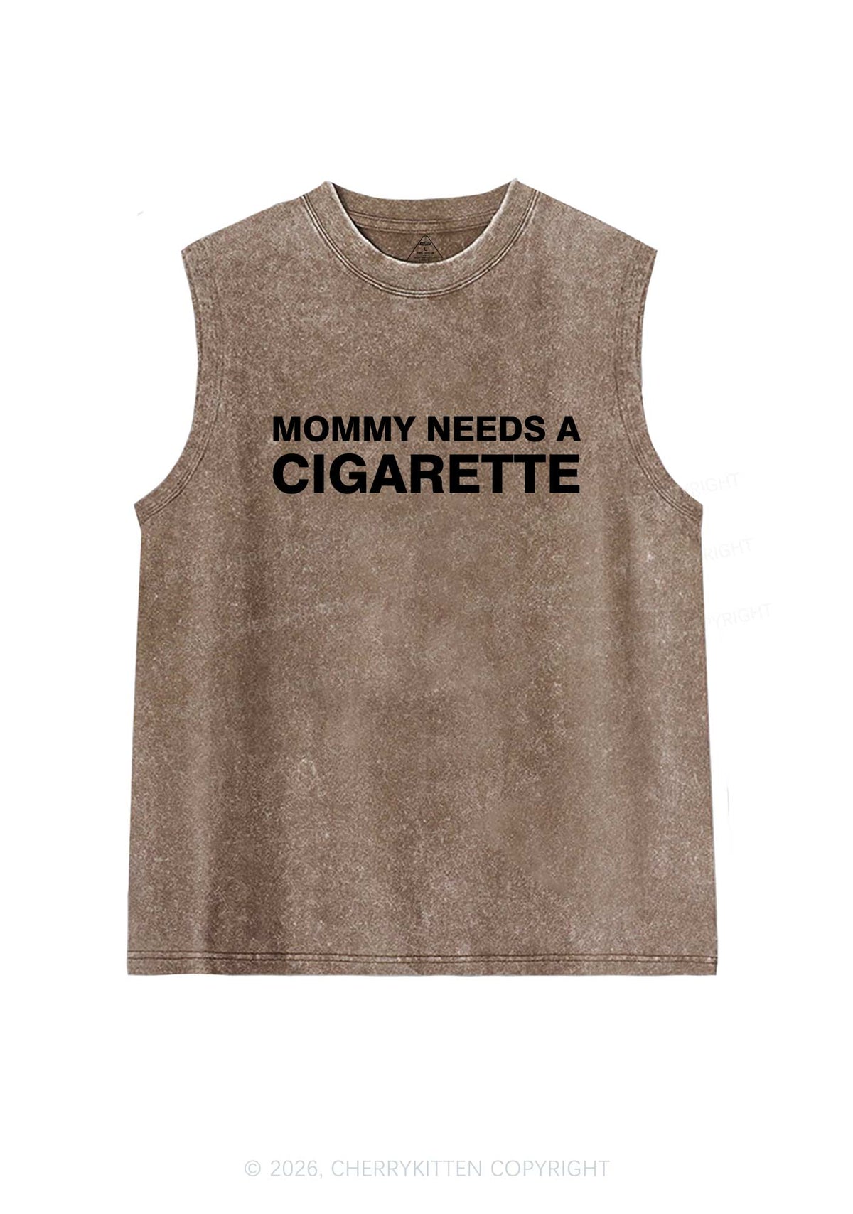 Mommy Needs A Cigarette Y2K Washed Muscle Tank Cherrykitten
