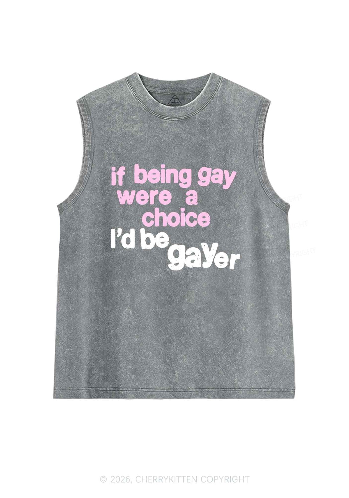 I Would Be Gayer Pride Y2K Washed Muscle Tank Cherrykitten