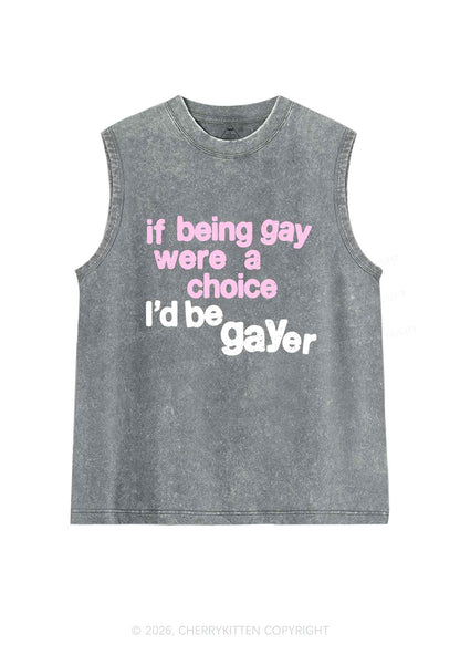 I Would Be Gayer Pride Y2K Washed Muscle Tank Cherrykitten