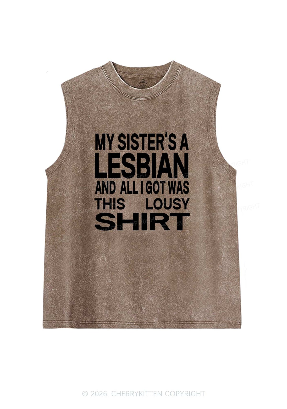 My Sisters A Lesbian Pride Y2K Washed Muscle Tank Cherrykitten