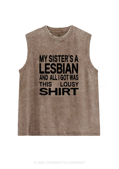 My Sisters A Lesbian Pride Y2K Washed Muscle Tank Cherrykitten