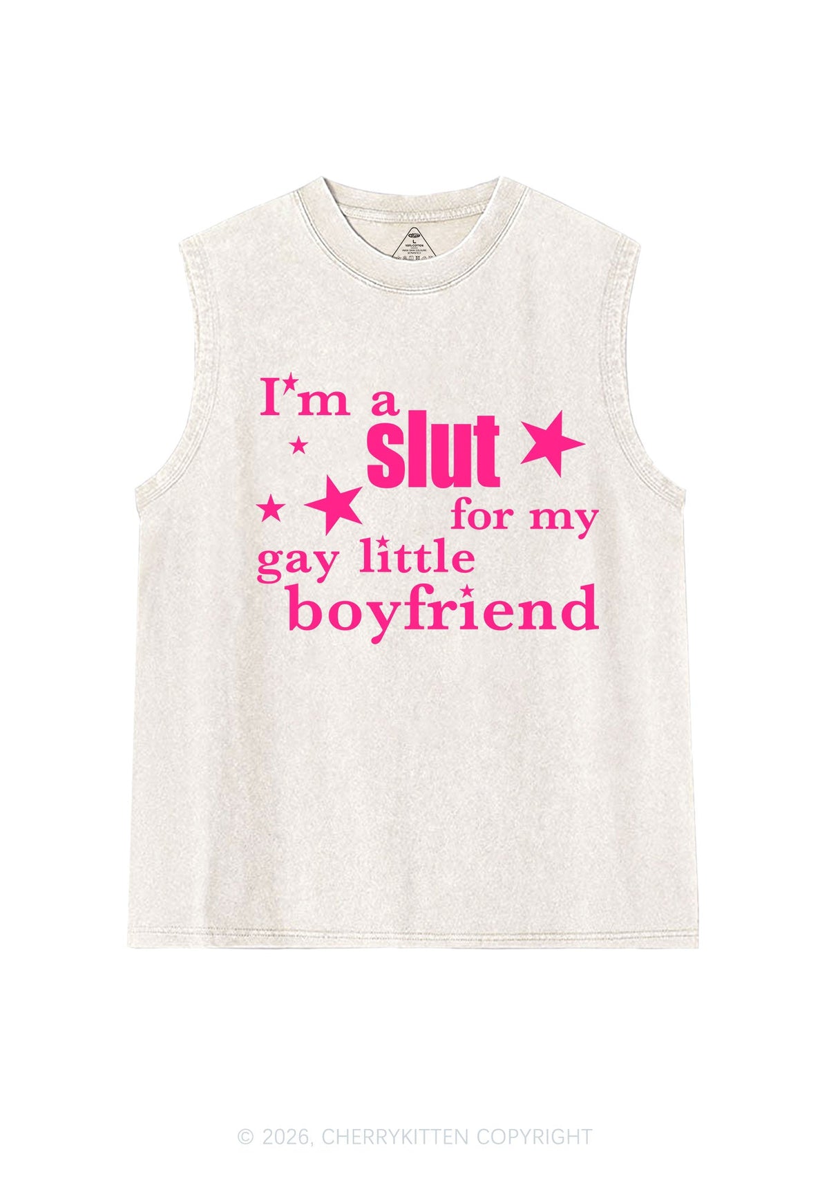 Slxt For My Gay Little BF Pride Y2K Washed Muscle Tank Cherrykitten