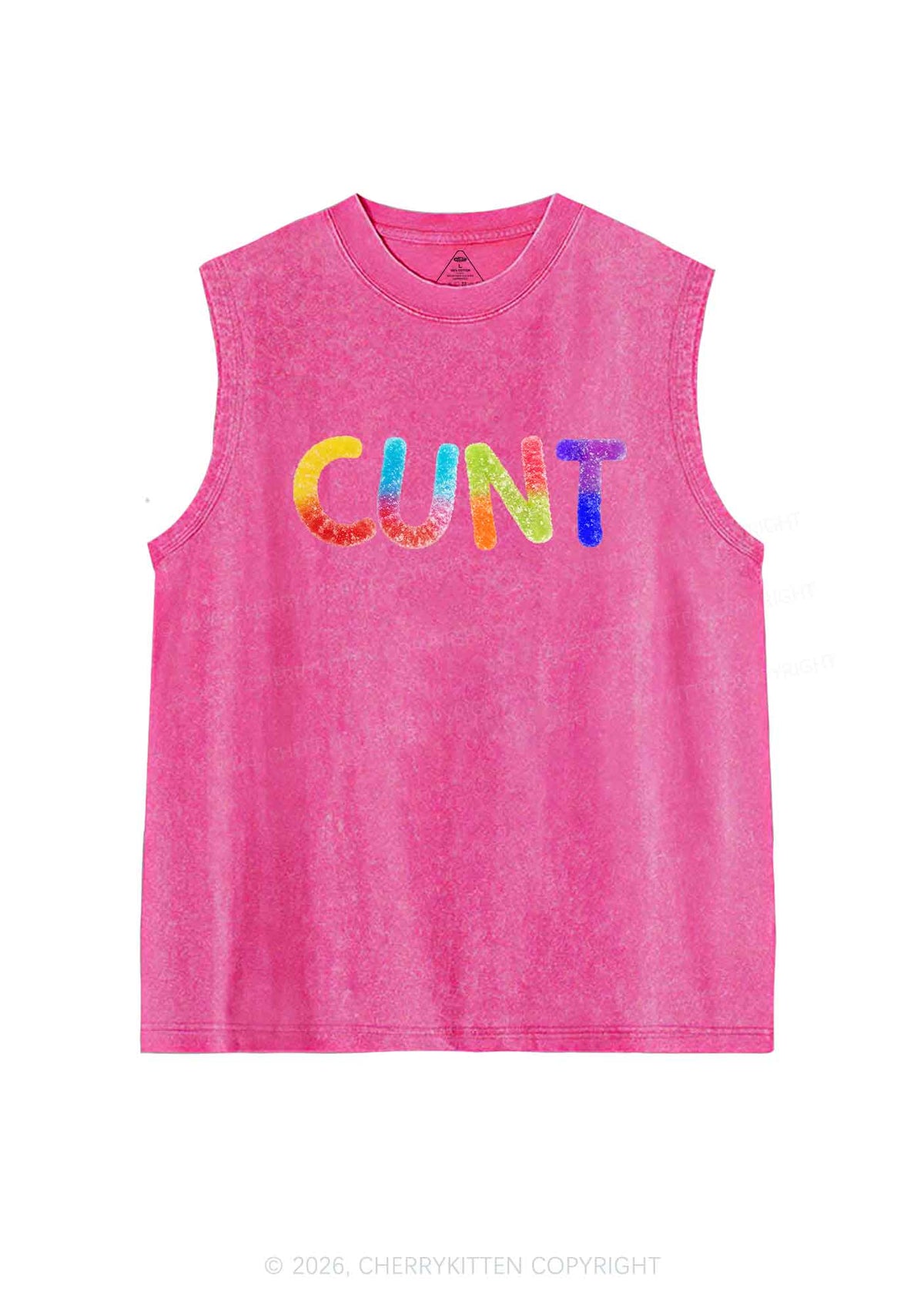 Rainbow Candy Cxxt Pride Y2K Washed Muscle Tank Cherrykitten