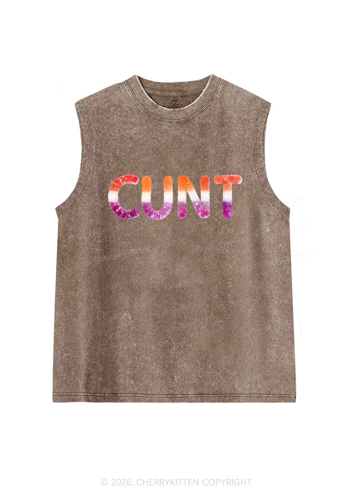 Lesbian Candy Cxxt Pride Y2K Washed Muscle Tank Cherrykitten