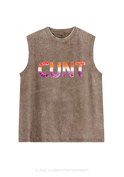 Lesbian Candy Cxxt Pride Y2K Washed Muscle Tank Cherrykitten