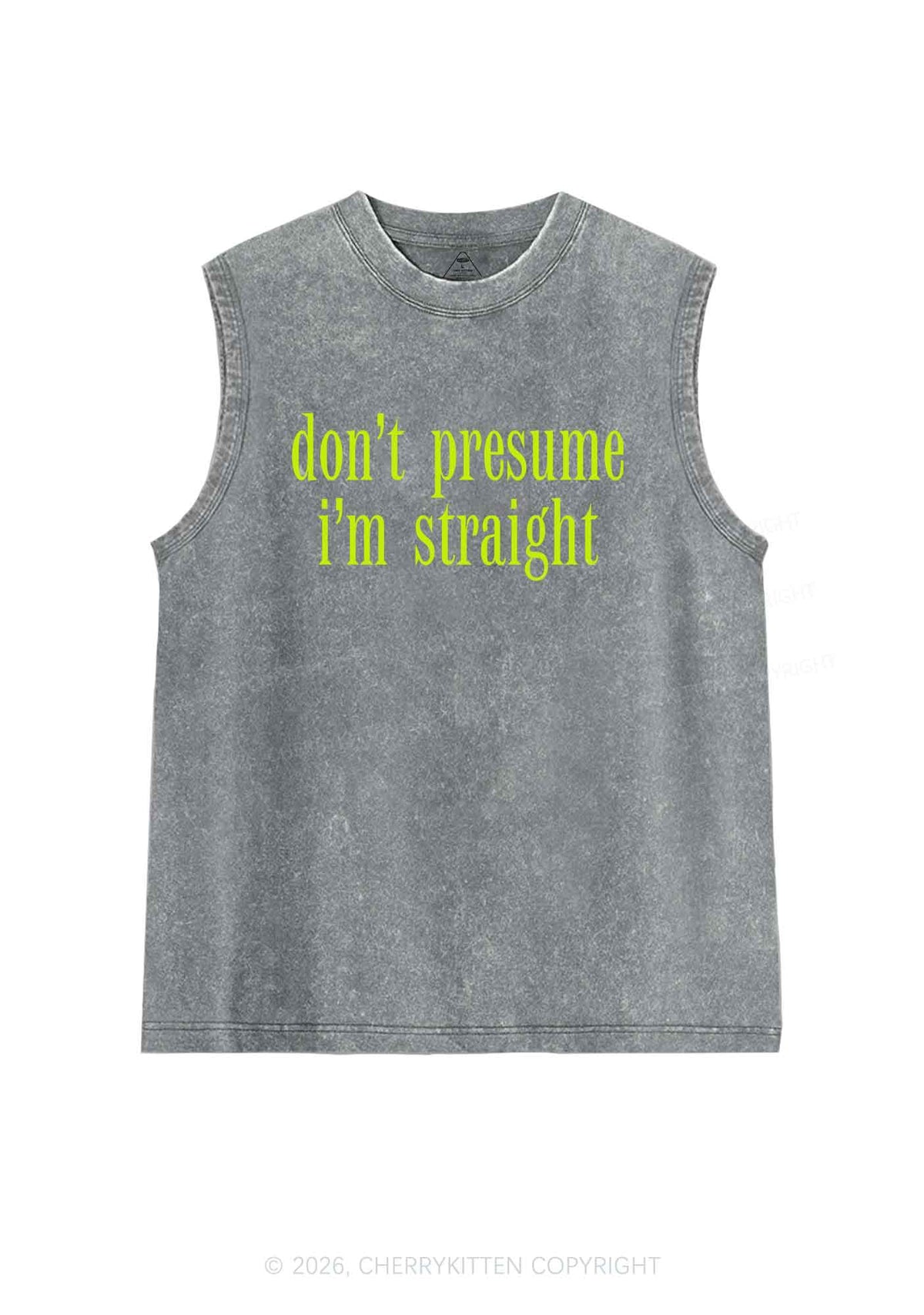 Dont Presume Im Straight Pride Y2K Washed Muscle Tank Cherrykitten