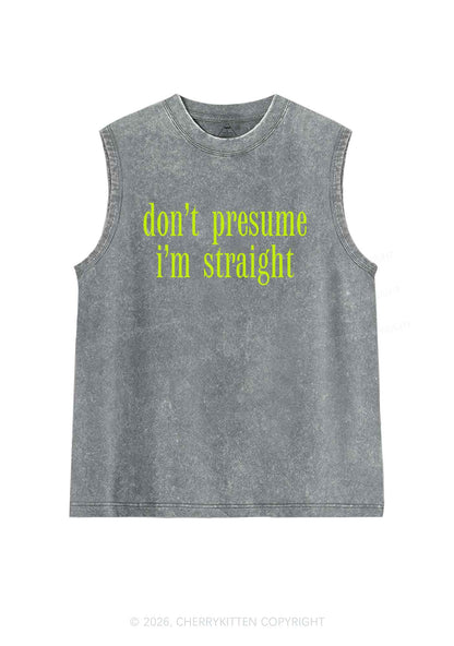 Dont Presume Im Straight Pride Y2K Washed Muscle Tank Cherrykitten