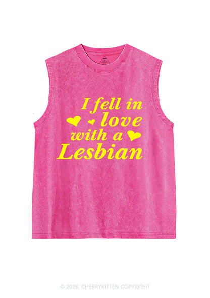 I Fell In Love With Lesbian Pride Y2K Washed Muscle Tank Cherrykitten