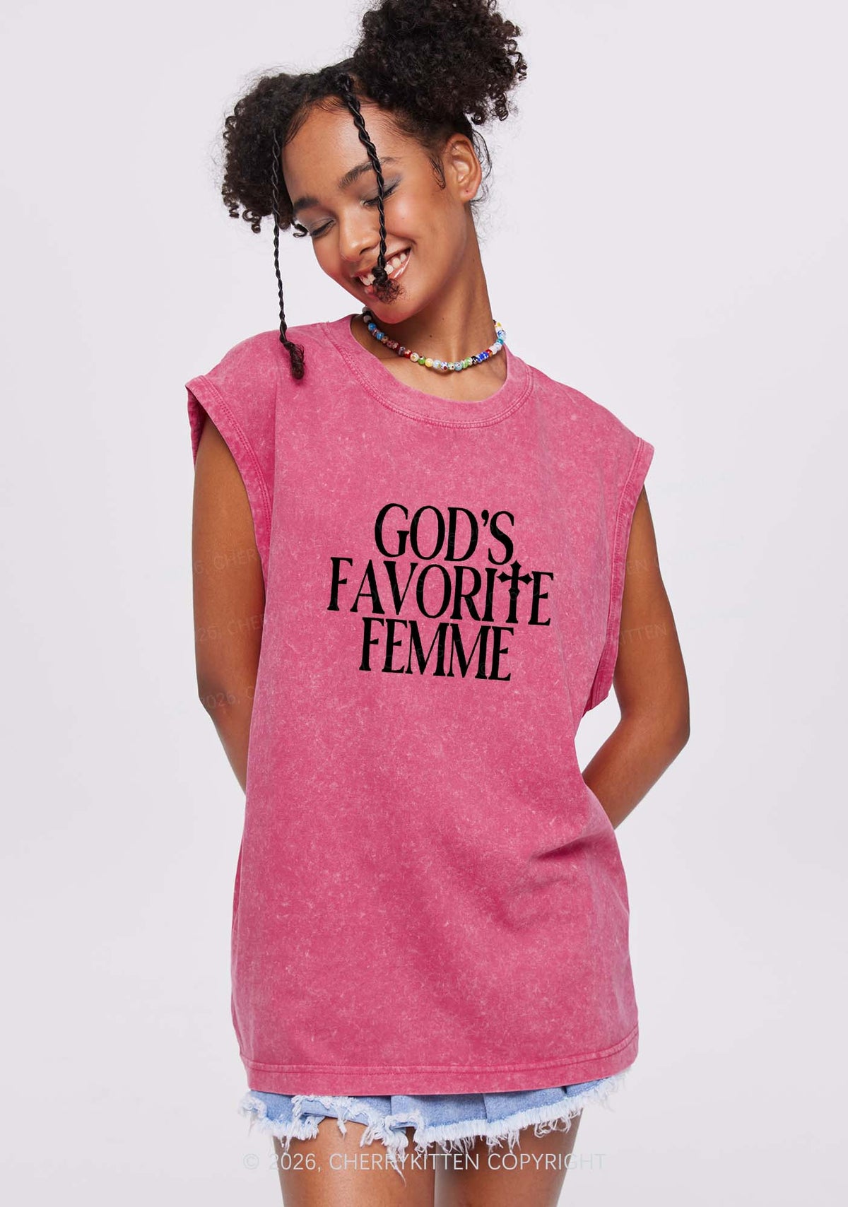Gods Favorite Femme Pride Y2K Washed Muscle Tank Cherrykitten