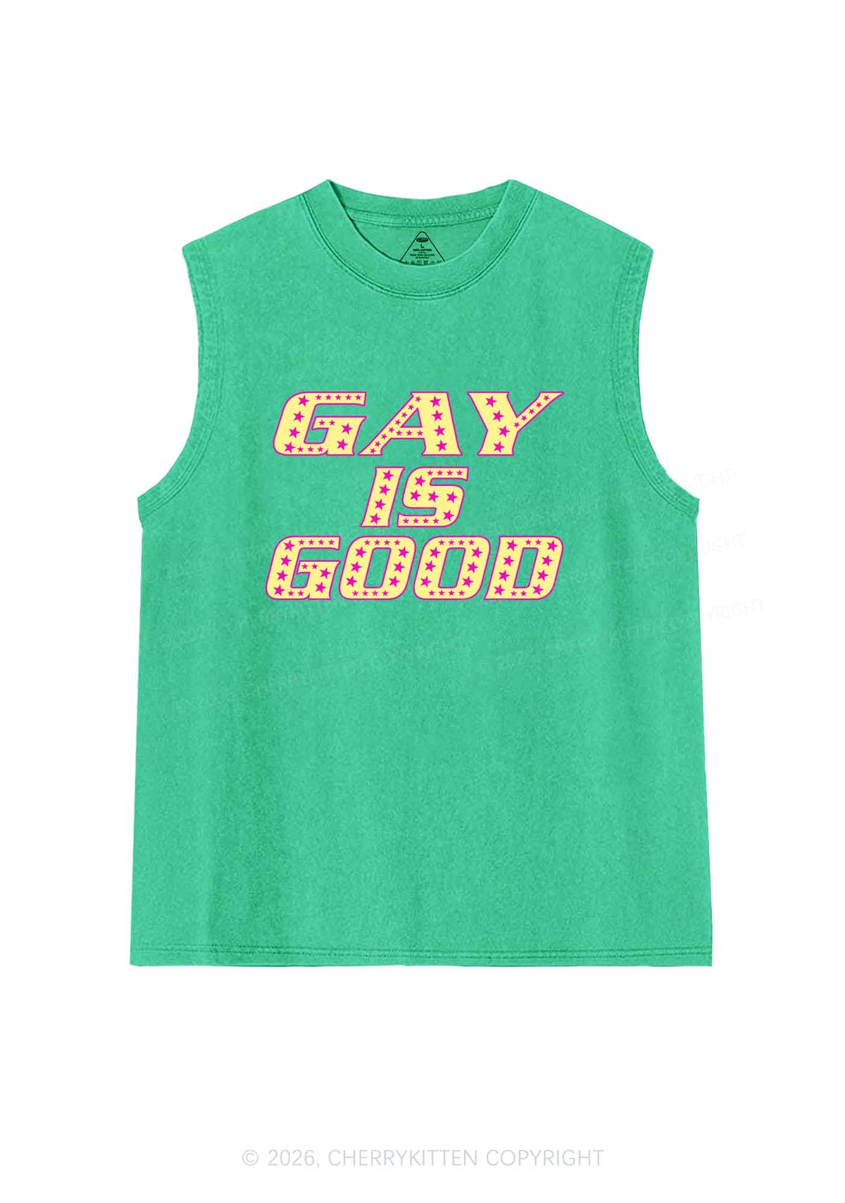 Gay Is Good Pride Y2K Washed Muscle Tank Cherrykitten