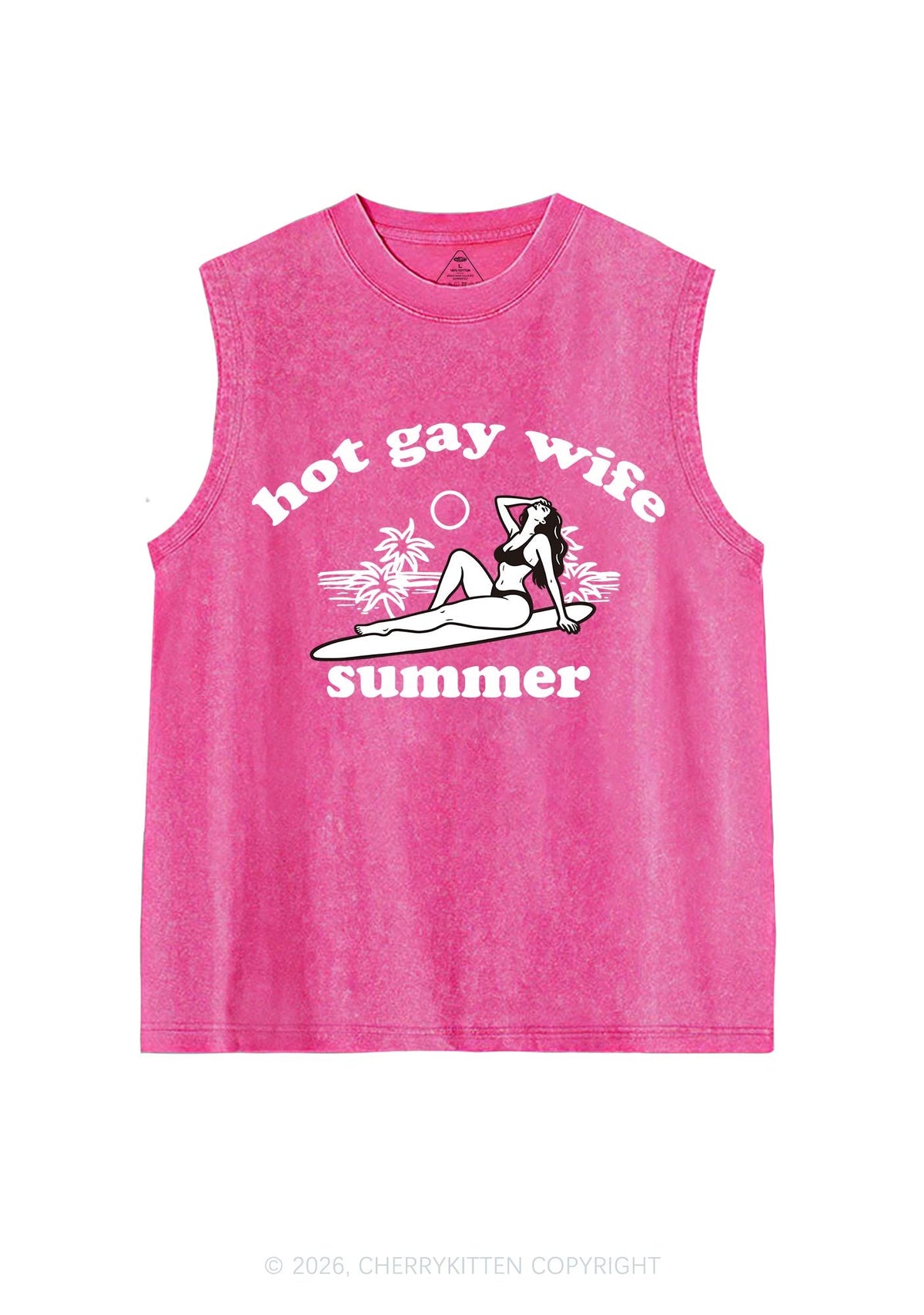 Hot Gay Wife Summer Pride Y2K Washed Muscle Tank Cherrykitten