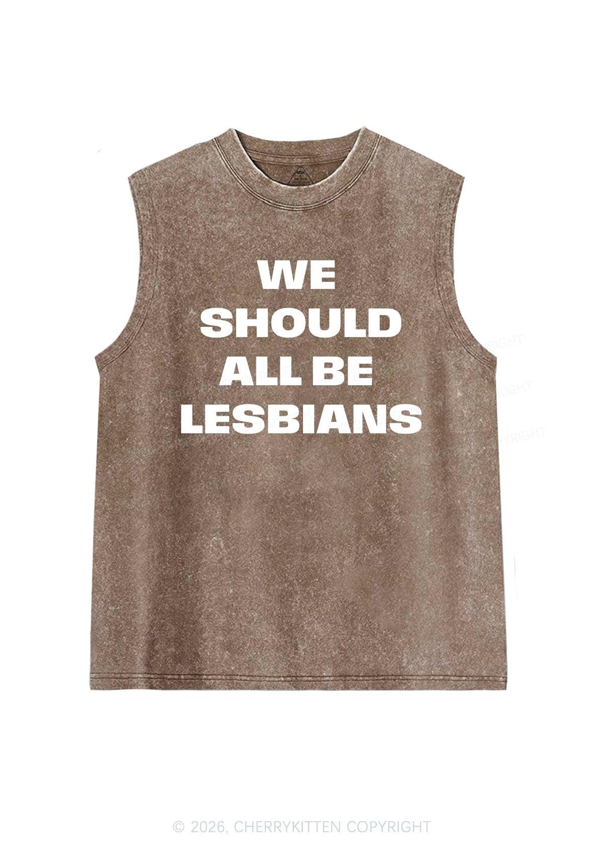 We Should All Be Lesbians Pride Y2K Washed Muscle Tank Cherrykitten