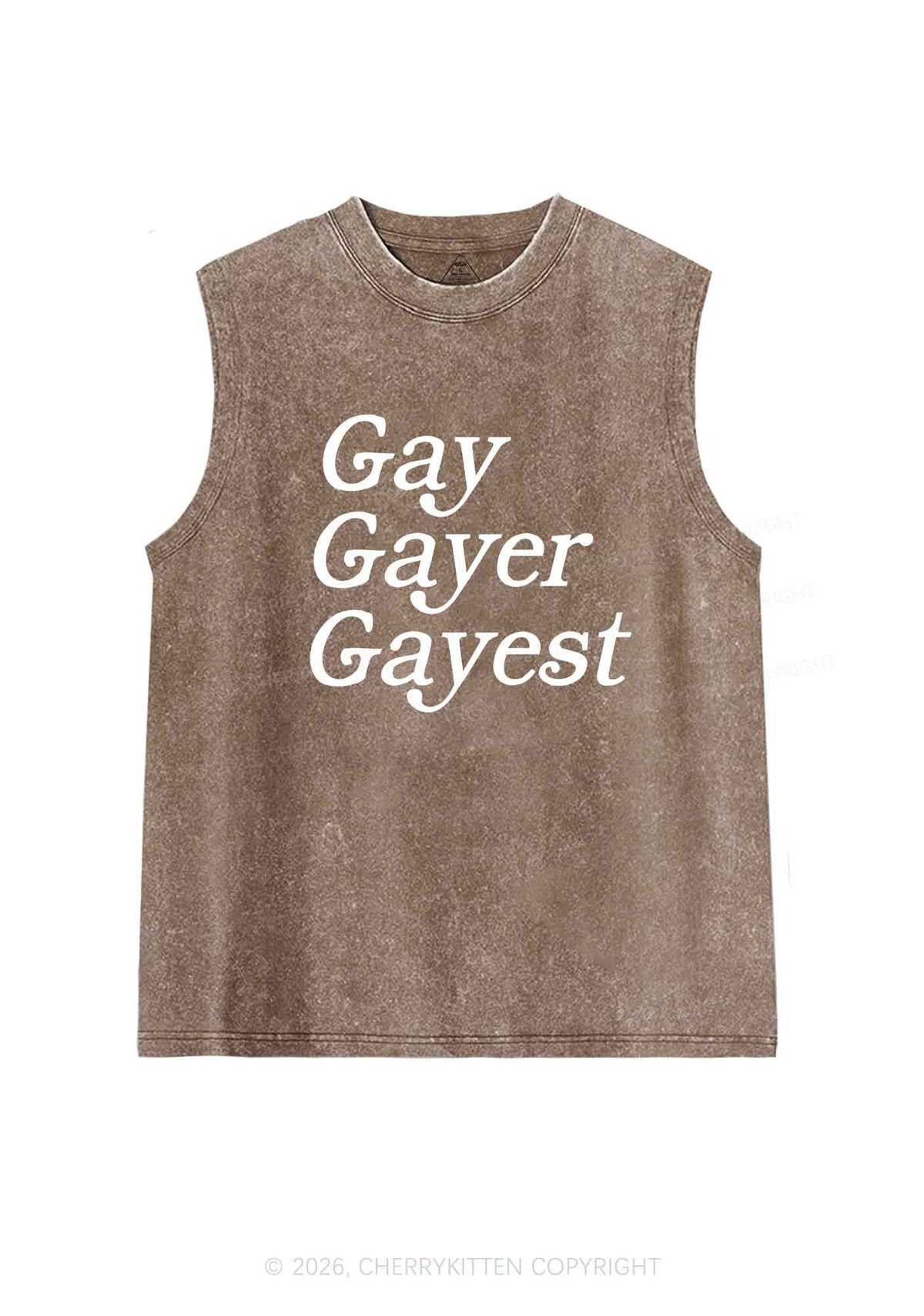 Gay Gayer Gayest Pride Y2K Washed Muscle Tank Cherrykitten