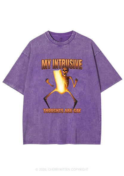 My Intrusive Thoughts Are Gay Pride Y2K Shirts Washed Tee Cherrykitten