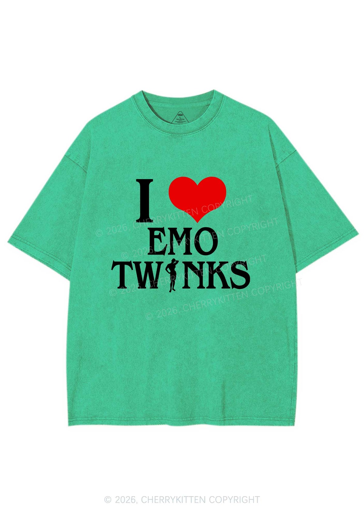 I Love Emo Twinks Pride Y2K Shirts Washed Tee Cherrykitten