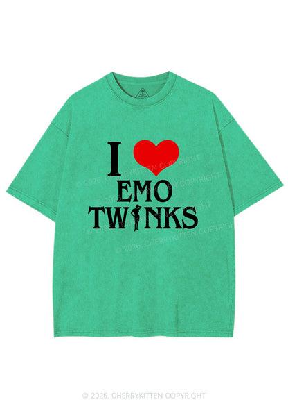 I Love Emo Twinks Pride Y2K Shirts Washed Tee Cherrykitten