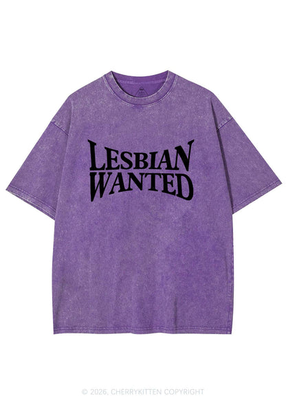 Lesbian Wanted Pride Y2K Shirts Washed Tee Cherrykitten