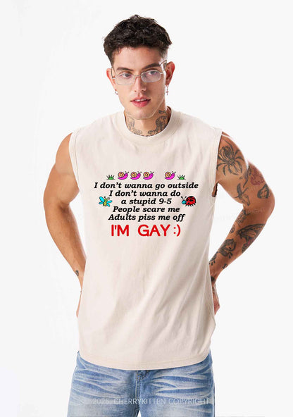 People Scare Me Im Gay Pride Y2K Washed Muscle Tank Cherrykitten