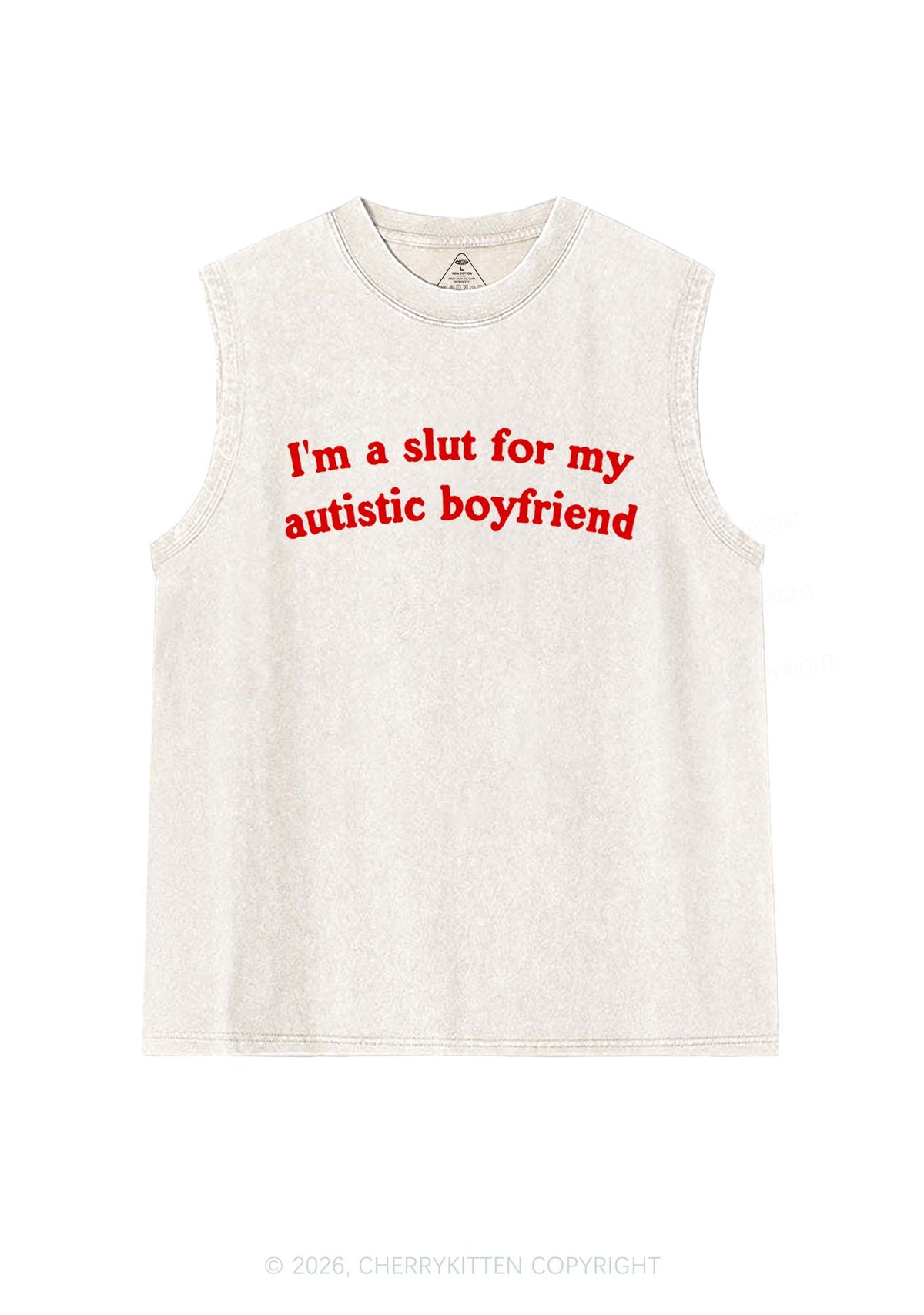 Slxt For My Autistic BF Y2K Washed Muscle Tank Cherrykitten