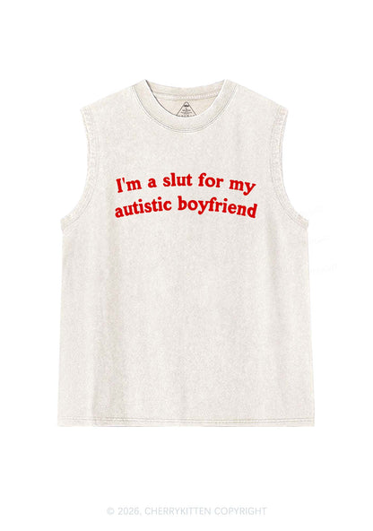 Slxt For My Autistic BF Y2K Washed Muscle Tank Cherrykitten