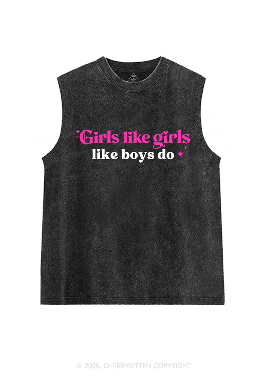Girls Like Girls Like Boys Do Pride Y2K Washed Muscle Tank Cherrykitten
