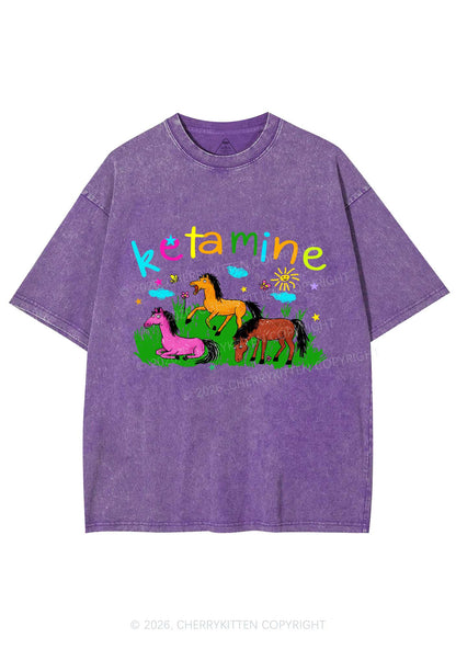 Rainbow K Pony Y2K Shirts Washed Tee Cherrykitten